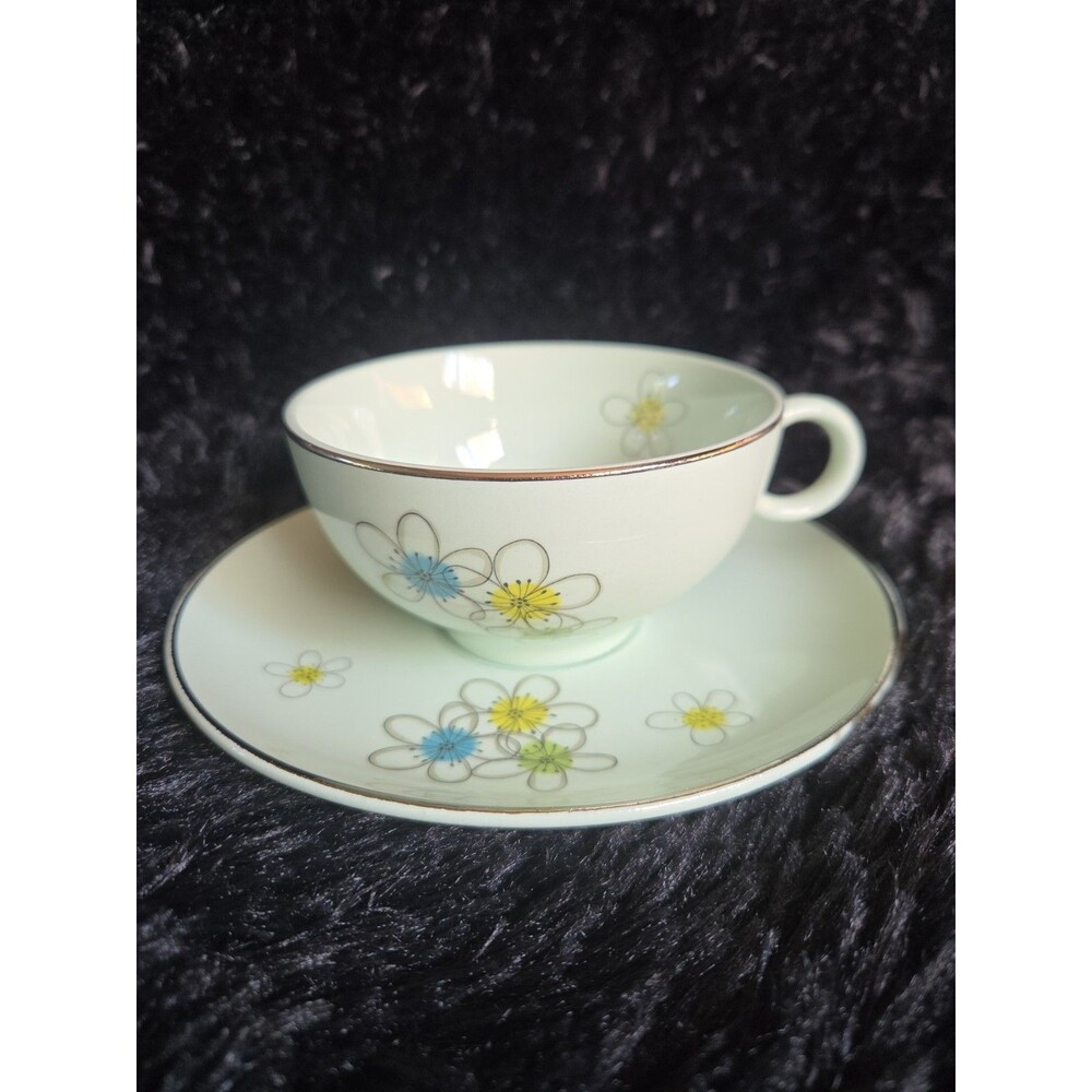 Mid Century Vintage Nobility Permaware Mist Cup & Saucer Daisy Replacement